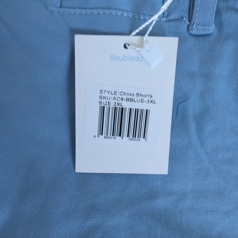 NWT Eubi Classic Chino Shorts Stretch 9" inseam Baby Blue XXXL - Picture 5 of 6